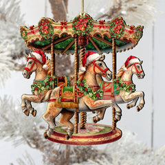 Christmas Carousel Wooden Ornaments by G. Debrekht Christmas Decor - 8611030