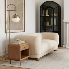 Waterloo White & Bronze Arc Floor Lamp | Mid-Century Modern