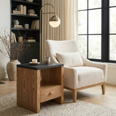 Waterloo White & Bronze Arc Floor Lamp | Mid-Century Modern