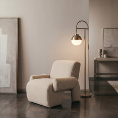 Waterloo White & Bronze Arc Floor Lamp | Mid-Century Modern