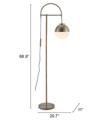 Waterloo White & Bronze Arc Floor Lamp | Mid-Century Modern