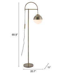 Waterloo White & Bronze Arc Floor Lamp | Mid-Century Modern