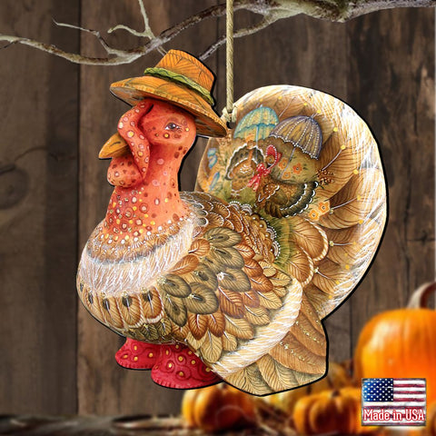 Tom the Turkey Wooden Ornaments by G. DeBrekht - Thanksgiving Halloween Decor - 8158904