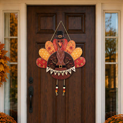 Thankful Turkey Wooden Door Hanger – Thanksgiving Fall Wall Décor – 862107H
