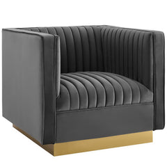 Sanguine Vertical Channel Tufted Accent Performance Velvet Armchair by Modway - Gray