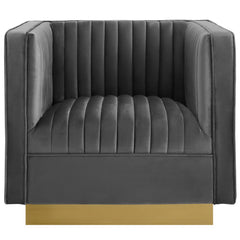 Sanguine Vertical Channel Tufted Accent Performance Velvet Armchair by Modway - Gray