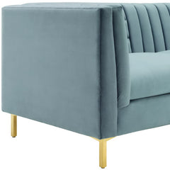 Ingenuity Channel Tufted Performance Velvet Sofa by Modway - Light Blue