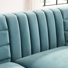 Ingenuity Channel Tufted Performance Velvet Sofa by Modway - Light Blue