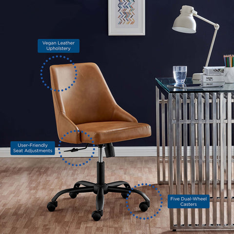 Designate Swivel Vegan Leather Office Chair by Modway - Black Tan