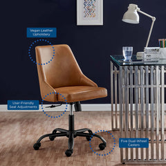 Designate Swivel Vegan Leather Office Chair by Modway - Black Tan
