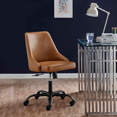 Designate Swivel Vegan Leather Office Chair by Modway - Black Tan