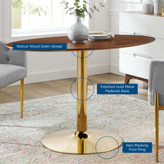 Verne 48" Oval Dining Table by Modway - Gold Walnut