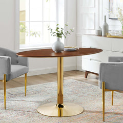 Verne 48" Oval Dining Table by Modway - Gold Walnut