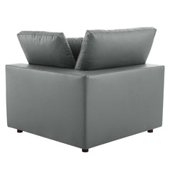 Commix Down Filled Overstuffed Vegan Leather 3-Seater Sofa
