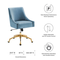 Discern Performance Velvet Office Chair by Modway - Light Blue