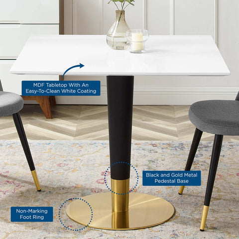 Zinque 36" Square Dining Table by Modway - Gold White