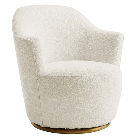 Nora Boucle Upholstered Swivel Chair by Modway - White
