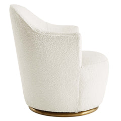 Nora Boucle Upholstered Swivel Chair by Modway - White