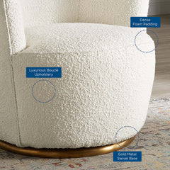 Nora Boucle Upholstered Swivel Chair by Modway - White
