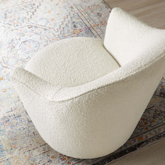 Nora Boucle Upholstered Swivel Chair by Modway - White