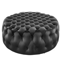 Amour Tufted Button Large Round Performance Velvet Ottoman by Modway - Black