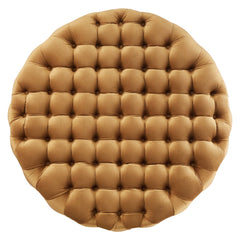 Amour Tufted Button Large Round Performance Velvet Ottoman by Modway - Cognac