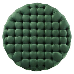 Amour Tufted Button Large Round Performance Velvet Ottoman by Modway - Emerald