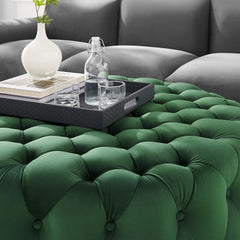Amour Tufted Button Large Round Performance Velvet Ottoman by Modway - Emerald