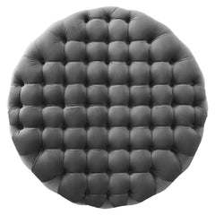 Amour Tufted Button Large Round Performance Velvet Ottoman by Modway - Gray