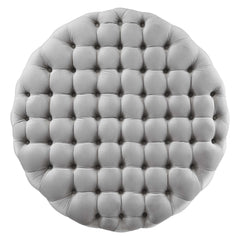Amour Tufted Button Large Round Performance Velvet Ottoman by Modway - Light Gray