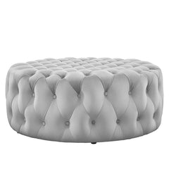 Amour Tufted Button Large Round Performance Velvet Ottoman by Modway - Light Gray