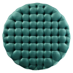 Amour Tufted Button Large Round Performance Velvet Ottoman by Modway - Teal