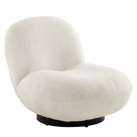 Kindred Boucle Upholstered Upholstered Fabric Swivel Chair by Modway - Black Ivory