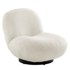Kindred Boucle Upholstered Upholstered Fabric Swivel Chair by Modway - Black Ivory