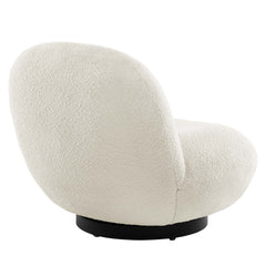 Kindred Boucle Upholstered Upholstered Fabric Swivel Chair by Modway - Black Ivory