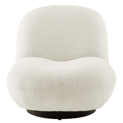Kindred Boucle Upholstered Upholstered Fabric Swivel Chair by Modway - Black Ivory
