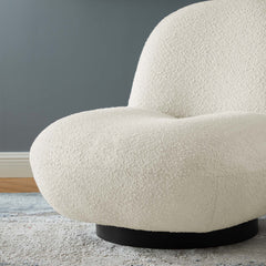 Kindred Boucle Upholstered Upholstered Fabric Swivel Chair by Modway - Black Ivory