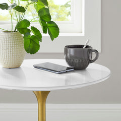 Lippa 20" Round Wood Side Table by Modway - Gold White