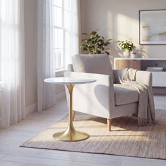 Lippa 20" Round Wood Side Table by Modway - Gold White