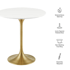 Lippa 20" Round Wood Side Table by Modway - Gold White