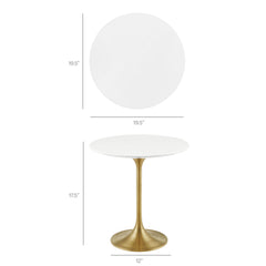 Lippa 20" Round Wood Side Table by Modway - Gold White