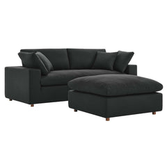 Commix Down Filled Overstuffed Sectional Sofa and Ottoman Set
