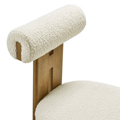 Torian Boucle Fabric Dining Chair Set of 2 by Modway - French Oak Ivory