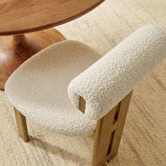 Torian Boucle Fabric Dining Chair Set of 2 by Modway - French Oak Ivory