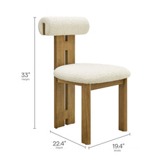 Torian Boucle Fabric Dining Chair Set of 2 by Modway - French Oak Ivory
