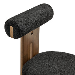 Torian Boucle Fabric Dining Chair Set of 2 by Modway - Walnut Black