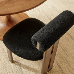 Torian Boucle Fabric Dining Chair Set of 2 by Modway - Walnut Black