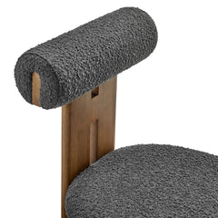 Torian Boucle Fabric Dining Chair Set of 2 by Modway - Walnut Charcoal