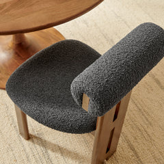 Torian Boucle Fabric Dining Chair Set of 2 by Modway - Walnut Charcoal