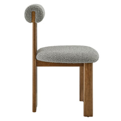 Torian Boucle Fabric Dining Chair Set of 2 by Modway - Walnut Light Gray